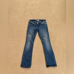 Levi's Blue Flare Wide Leg Jeans with Vintage Distressing